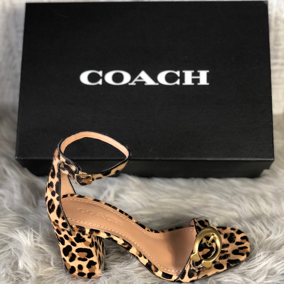 Coach Shoes - Haircalf leopard print sandals